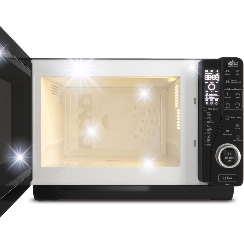 Whirlpool-Four-micro-ondes-Pose-libre-MWF-421-BL-Noir-Electronique-25-Micro-ondes---gril-800-Frontal-open