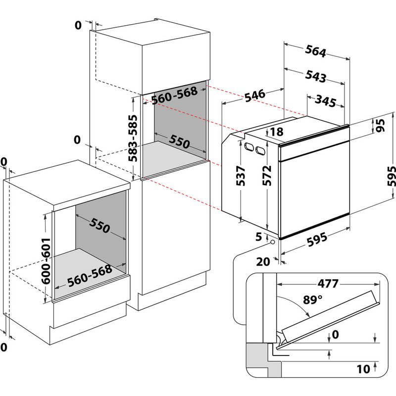 Whirlpool Four Encastrable W6 OS4 4S1 P Electrique A+ Technical drawing