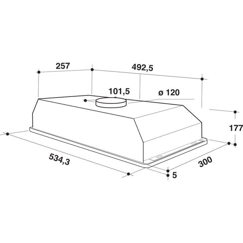 Whirlpool Hotte Encastrable WCT 64 FLS X Inox Encastrable Mécanique Technical drawing