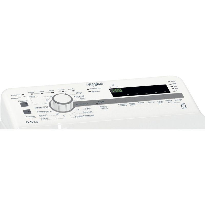 Whirlpool Lave-linge Pose-libre TDLR 65230S FRN Blanc Lave-linge top D Control panel