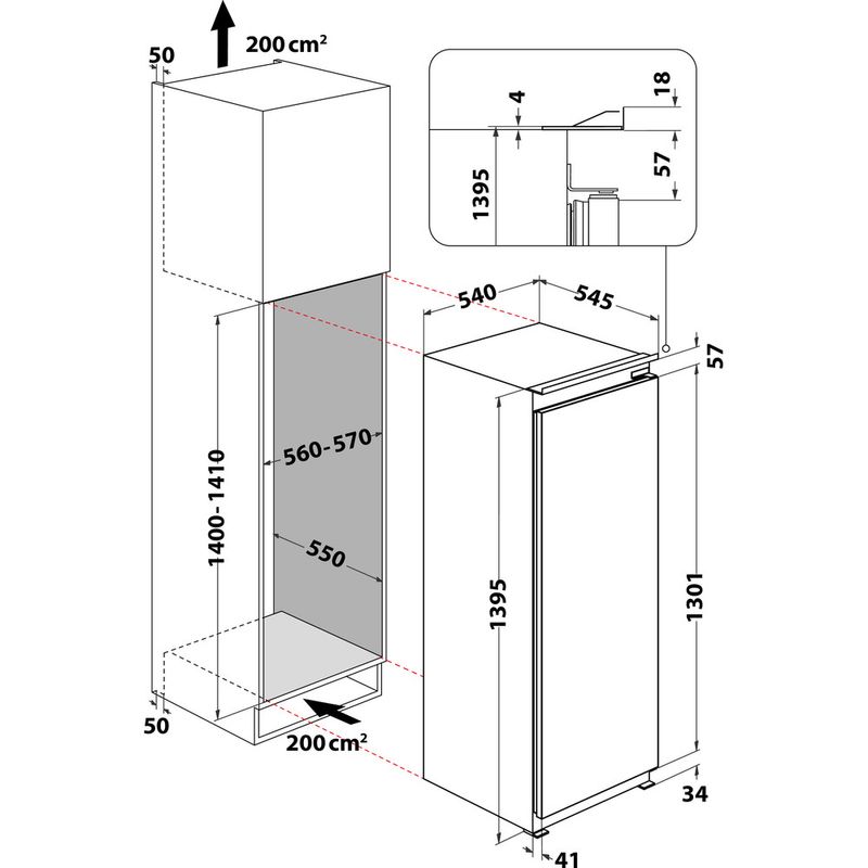 Whirlpool-Refrigerateur-Encastrable-ARG-8161-Acier-Technical-drawing
