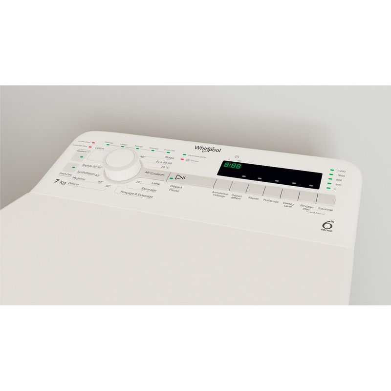 Whirlpool Lave-linge Pose-libre TDLR 7220SS FR/N Blanc Lave-linge top E Lifestyle control panel