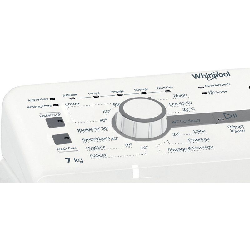 Whirlpool Lave-linge Pose-libre TDLR 7220SS FR/N Blanc Lave-linge top E Control panel