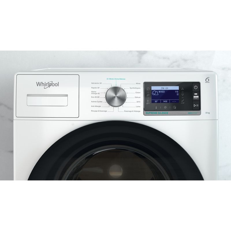 Whirlpool Lave-linge Pose-libre W6 W845WB FR Blanc Lave-linge frontal B Control panel