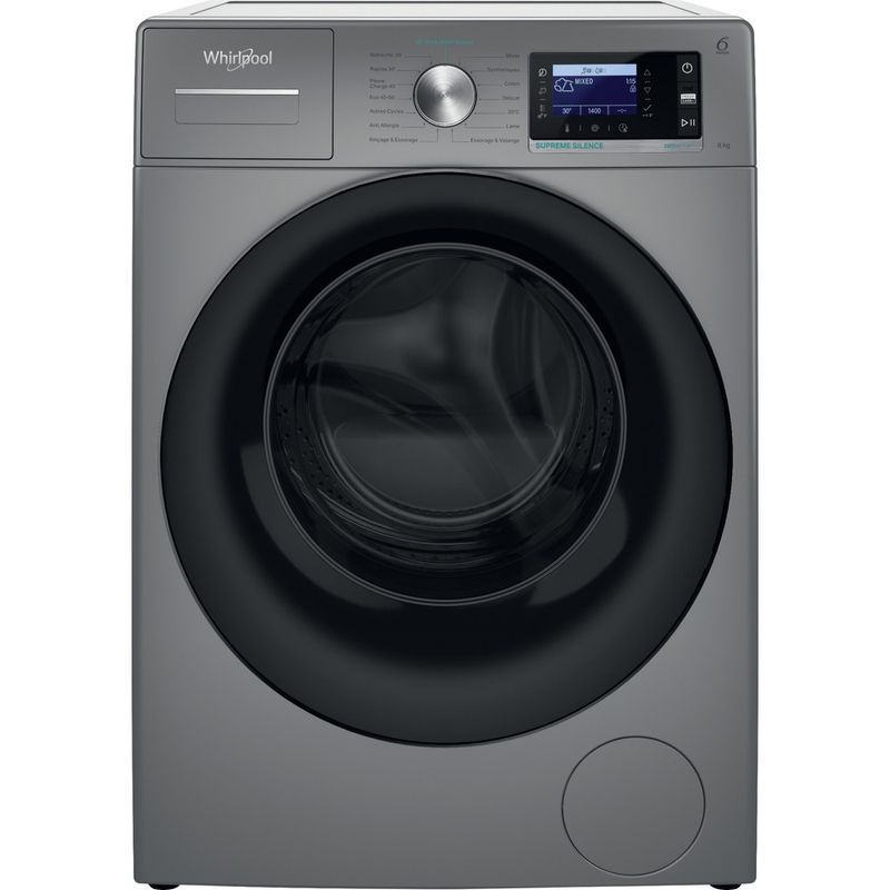 Whirlpool-Lave-linge-Pose-libre-W6-W845SB-FR-Argent-Lave-linge-frontal-B-Frontal