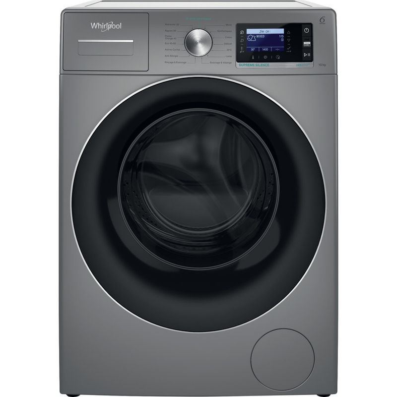 Whirlpool-Lave-linge-Pose-libre-W6-W045SR-FR-Argent-Lave-linge-frontal-B-Frontal