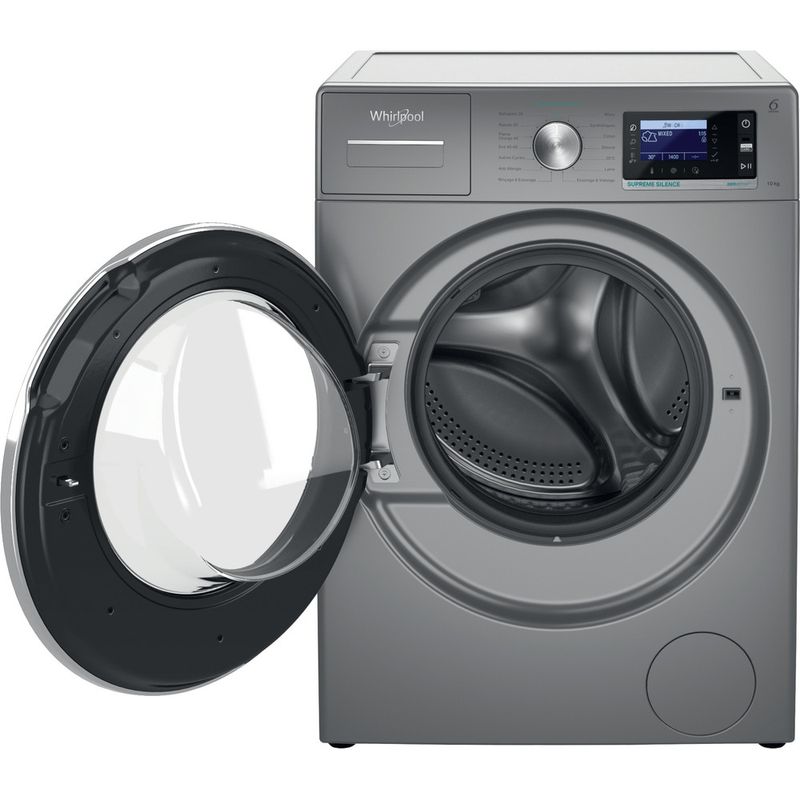 Whirlpool-Lave-linge-Pose-libre-W6-W045SR-FR-Argent-Lave-linge-frontal-B-Frontal-open