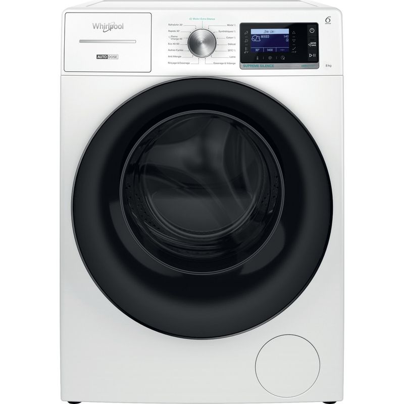 Whirlpool-Lave-linge-Pose-libre-W8-W846WB-FR-Blanc-Lave-linge-frontal-A-Frontal