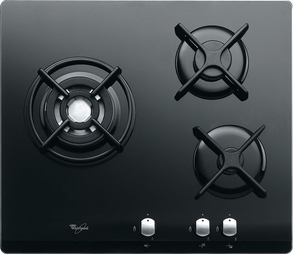Whirlpool Table de cuisson AKT 404/NB Noir Gaz Lifestyle frontal