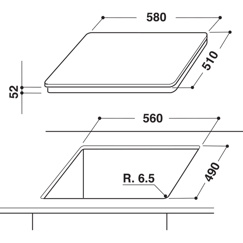 Whirlpool-Table-de-cuisson-ACM-825-NE-IXL-Noir-Induction-vitroceramic-Technical-drawing