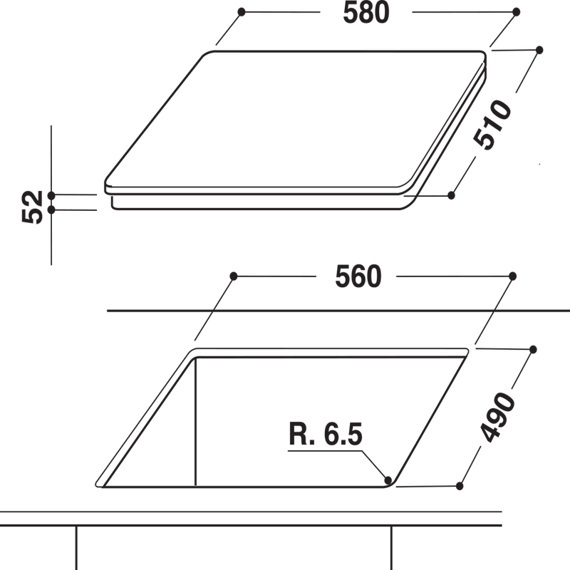 Whirlpool-Table-de-cuisson-ACM-921-BF-Noir-Induction-vitroceramic-Technical-drawing