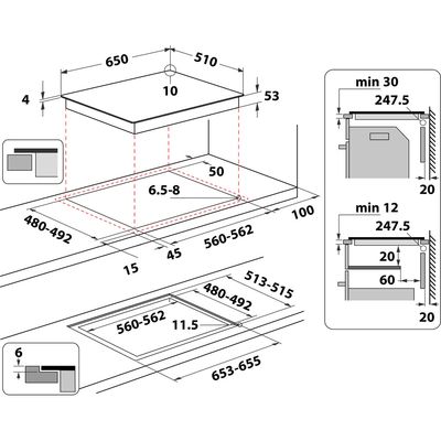 Whirlpool-Table-de-cuisson-SMP-658C-NE-IXL-Noir-Induction-vitroceramic-Technical-drawing
