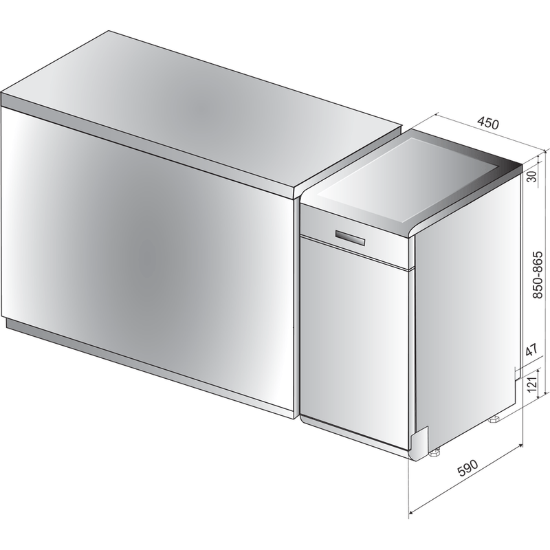 Whirlpool-Lave-vaisselle-Pose-libre-WSFP-4O23-PF-X-Pose-libre-A---Technical-drawing