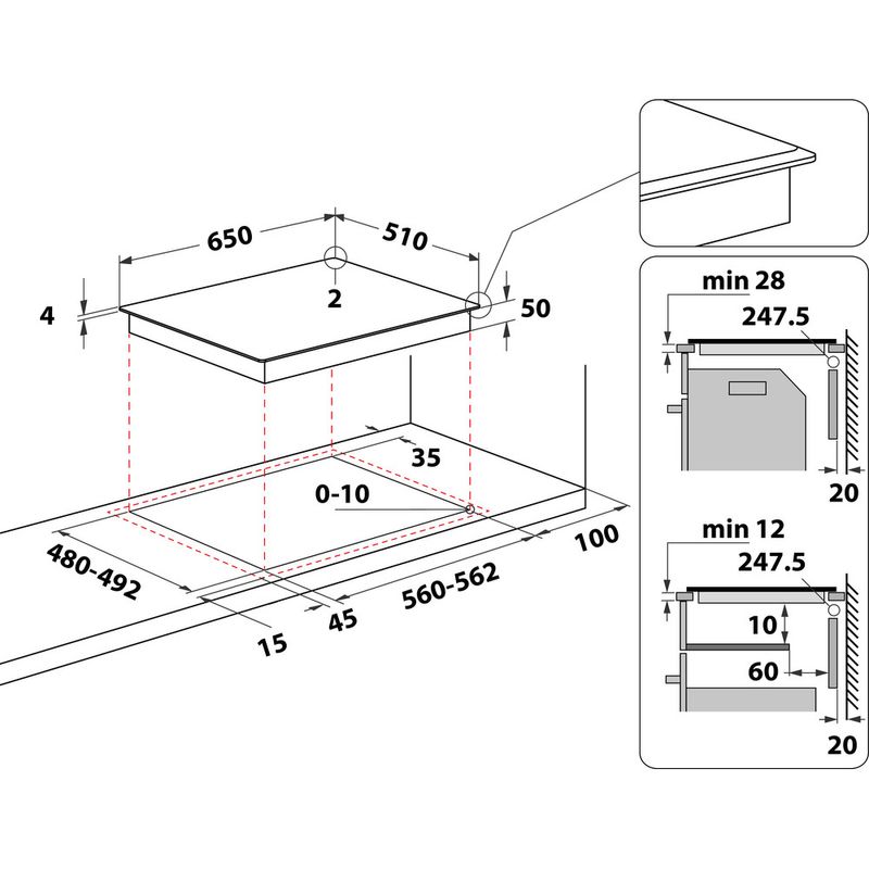 Whirlpool-Table-de-cuisson-WL-B4265-BF-IXL-Noir-Induction-vitroceramic-Technical-drawing