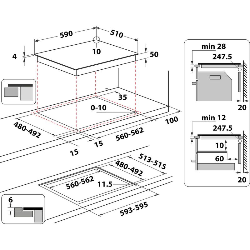Whirlpool-Table-de-cuisson-WF-S7560-NE-Noir-Induction-vitroceramic-Technical-drawing