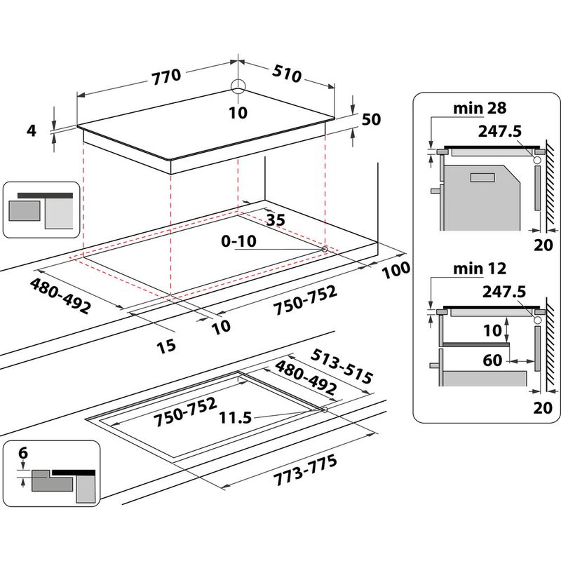 Whirlpool-Table-de-cuisson-WF-S3977-NE-Noir-Induction-vitroceramic-Technical-drawing