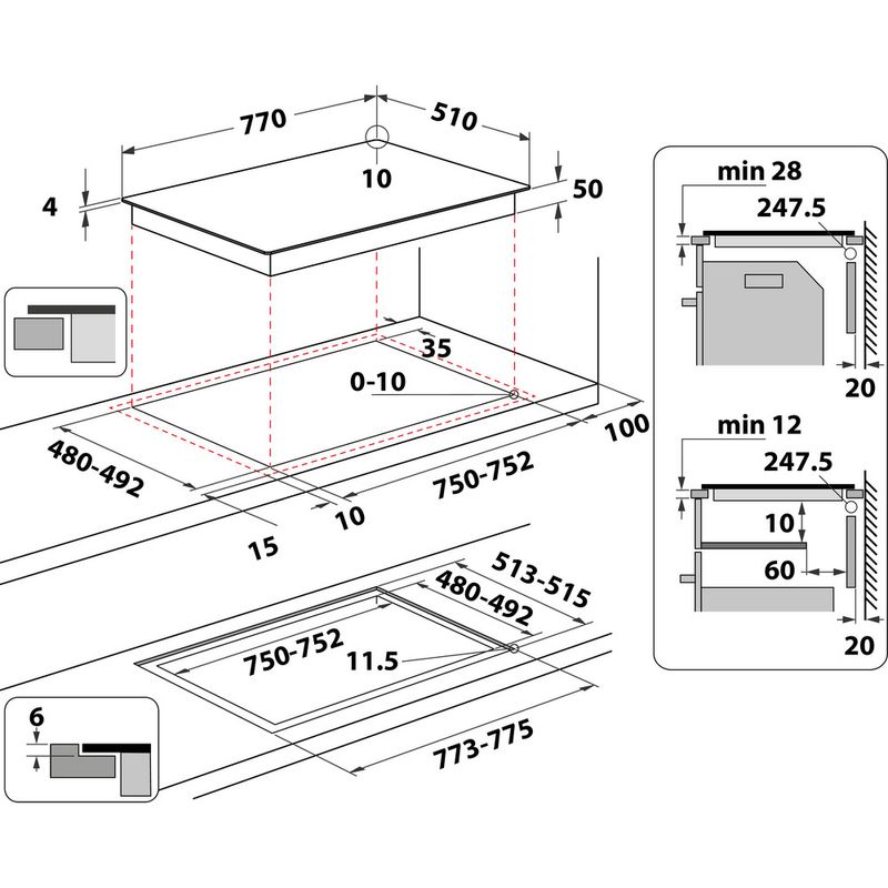 Whirlpool-Table-de-cuisson-WF-S0377-NE-IXL-Noir-Induction-vitroceramic-Technical-drawing