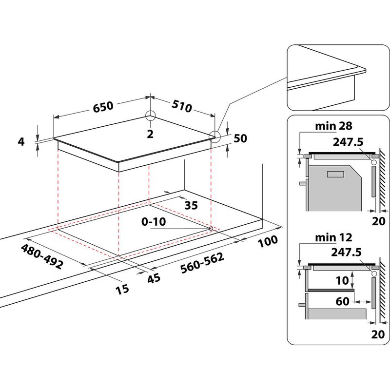 Whirlpool-Table-de-cuisson-WL-B3965-BF-IXL-Noir-Induction-vitroceramic-Technical-drawing