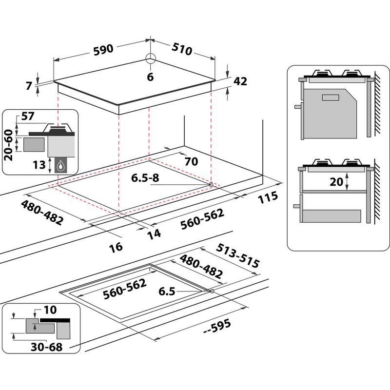 Whirlpool-Table-de-cuisson-GOWL-628-WH-Blanc-Gaz-Technical-drawing