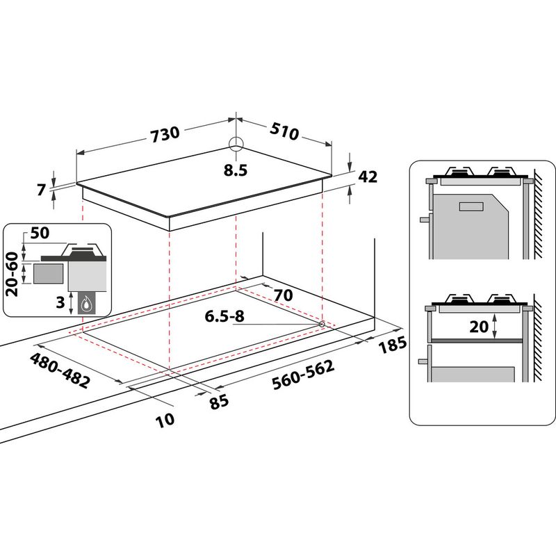 Whirlpool-Table-de-cuisson-GMWL-758-IXL-FR-Inox-Ixelium-Gaz-Technical-drawing