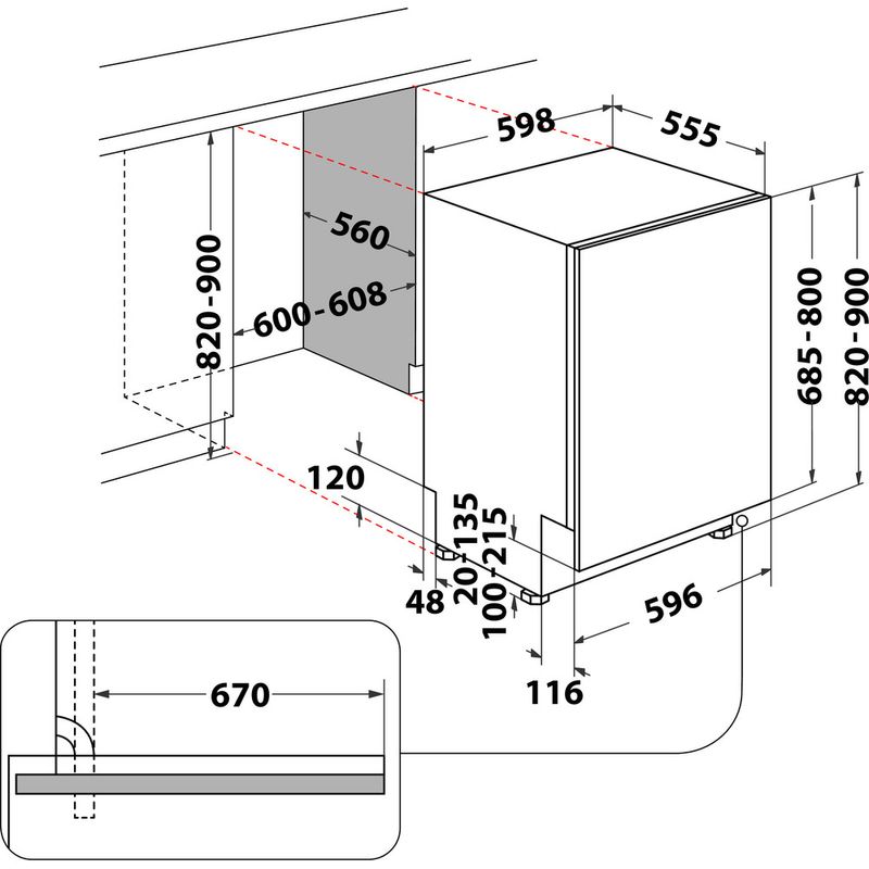 Whirlpool-Lave-vaisselle-Encastrable-WIO-3T141-PS-Tout-integrable-C-Technical-drawing