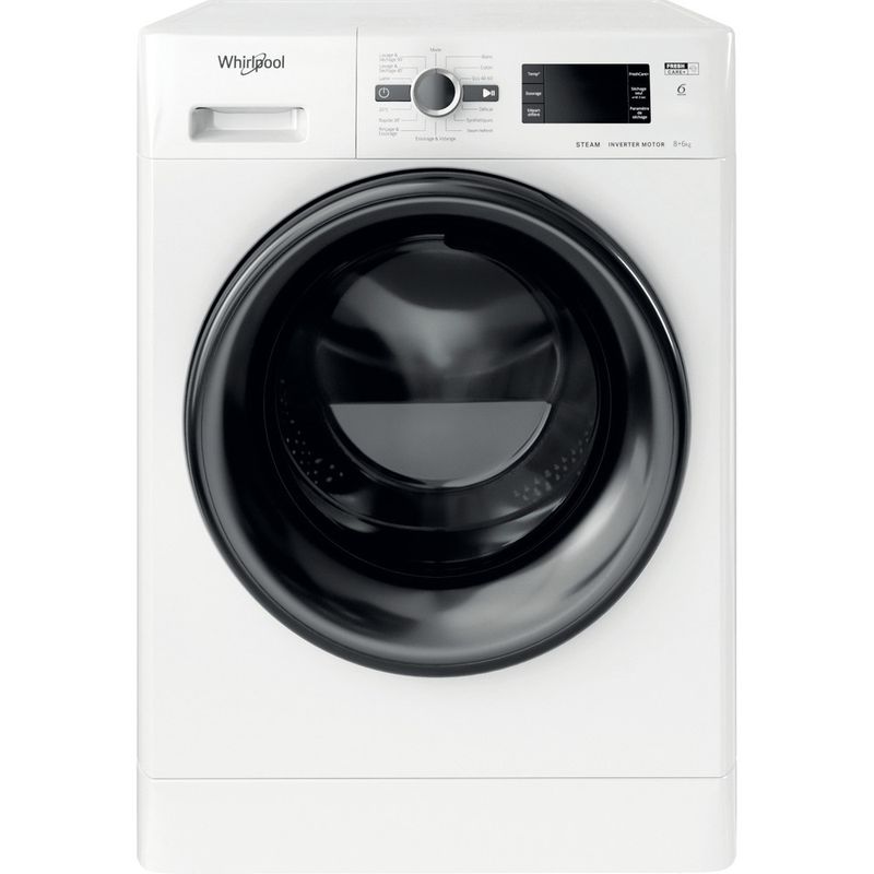 Whirlpool-Lavante-sechante-Pose-libre-FWDGP861483BVFR-N-Blanc-Lave-linge-frontal-Frontal