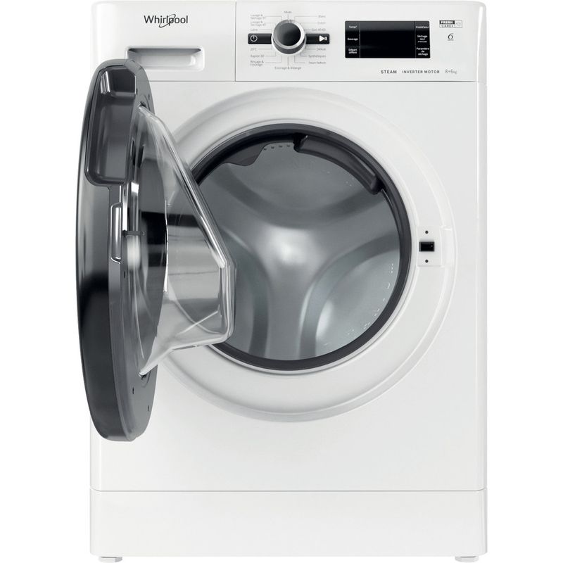 Whirlpool-Lavante-sechante-Pose-libre-FWDGP861483BVFR-N-Blanc-Lave-linge-frontal-Frontal-open