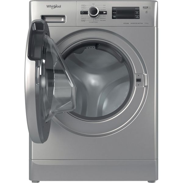 Whirlpool-Lavante-sechante-Pose-libre-FWDG961483SBSVFR-N-Argent-Lave-linge-frontal-Frontal-open