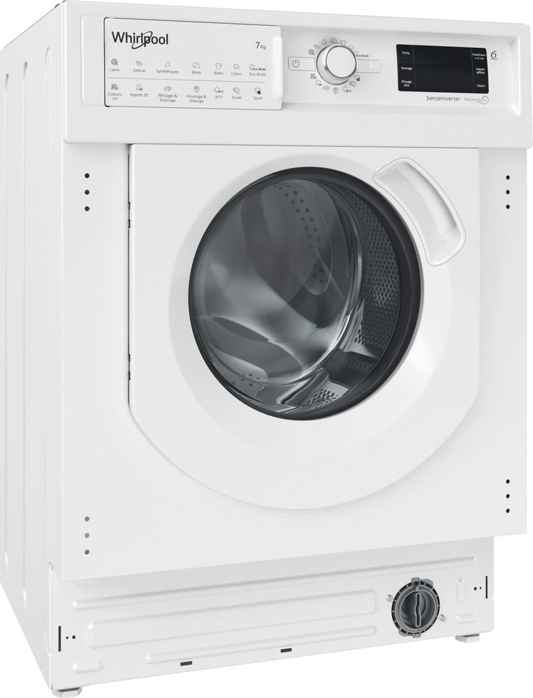 Whirlpool Lave-linge Encastrable BIWMWG71483FR N Blanc Lave-linge frontal D Perspective