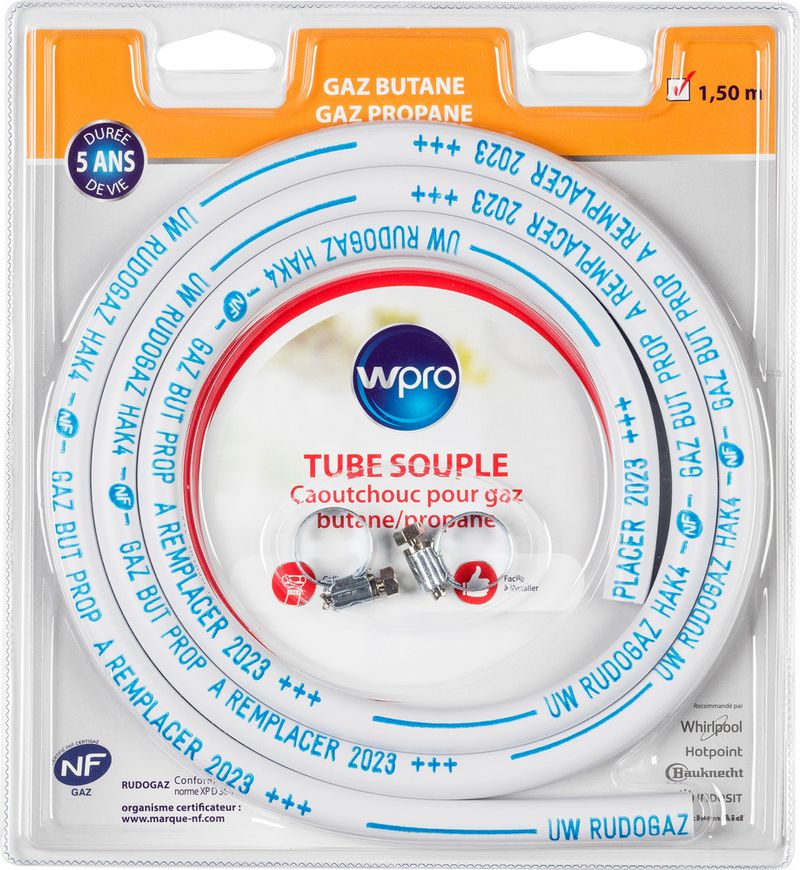 Tube caoutchouc pour gaz butane/propane garantie 5 ans, 1.5 m