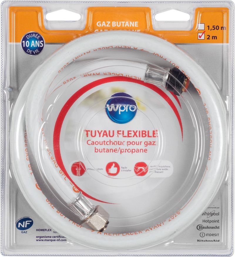 TUYAU GAZ BUTANE 2 METRE POUR INSTALLATION WHIRLPOOL - 481981729053