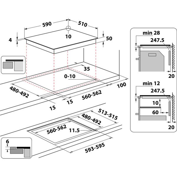 Whirlpool-Table-de-cuisson-WS-S3960-NE-Noir-Induction-vitroceramic-Technical-drawing