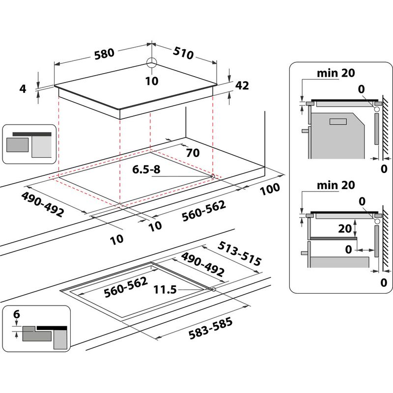 Whirlpool-Table-de-cuisson-AKT-8130-NE-Noir-Radiant-vitroceramic-Technical-drawing