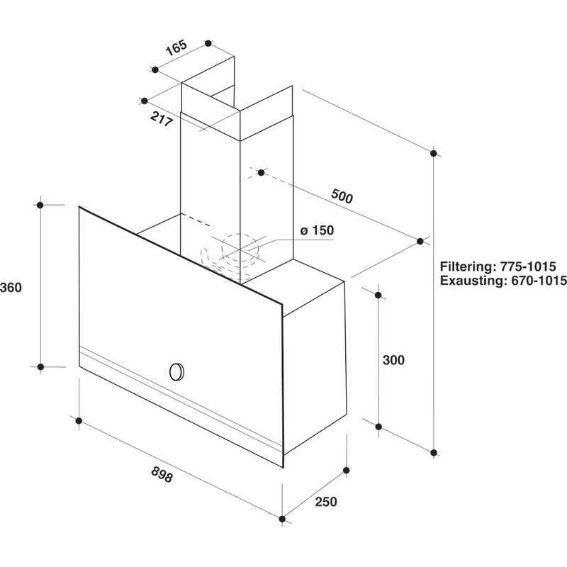 Whirlpool-Hotte-Encastrable-WHVA-92F-LM-K-Noir-Pose-libre-Mecanique-Technical-drawing
