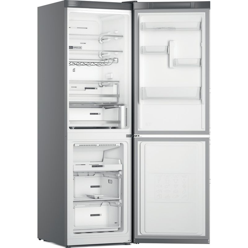 Whirlpool Combiné réfrigérateur congélateur Pose-libre W7X 82O OX H Optic Inox 2 portes Perspective open