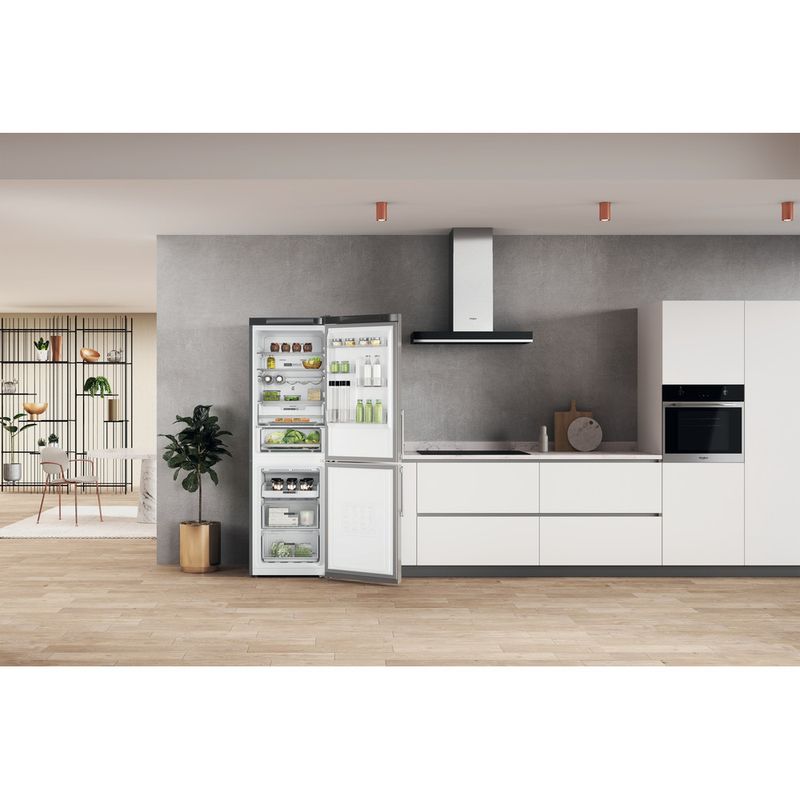 Whirlpool Combiné réfrigérateur congélateur Pose-libre W7X 82O OX H Optic Inox 2 portes Lifestyle frontal open