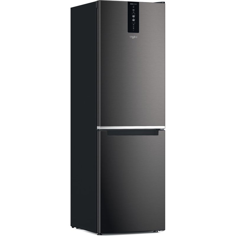 Whirlpool Combiné réfrigérateur congélateur Pose-libre W7X 83T KS Noir/Inox 2 portes Perspective