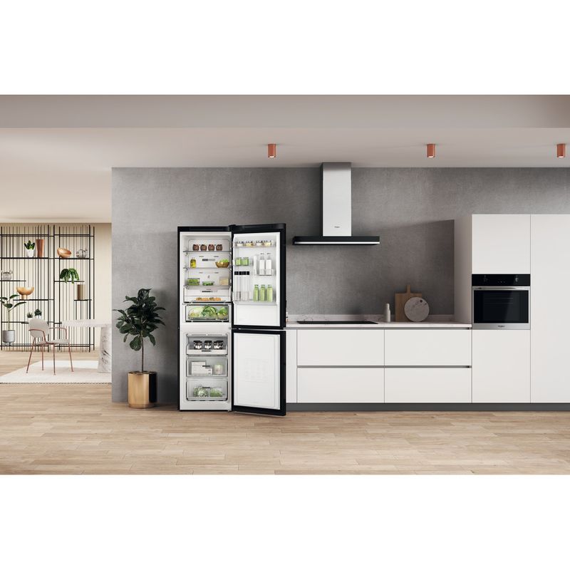 Whirlpool Combiné réfrigérateur congélateur Pose-libre W7X 83T KS Noir/Inox 2 portes Lifestyle frontal open