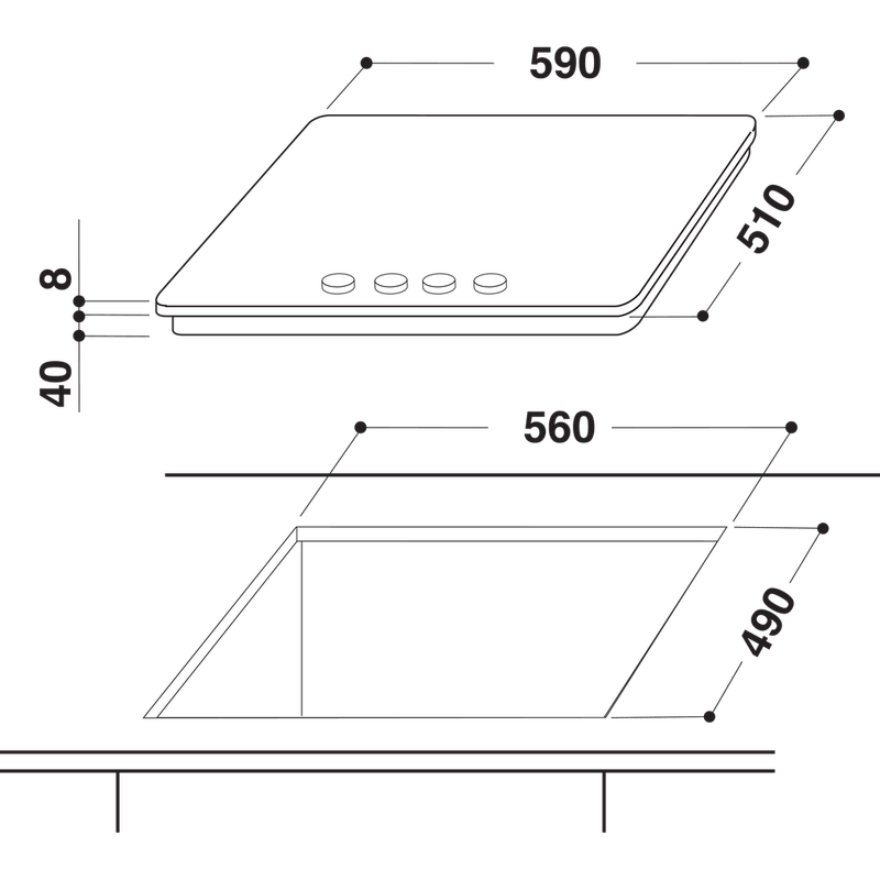Whirlpool-Table-de-cuisson-AKT-4000-MR-Miroir-Gaz-Technical-drawing