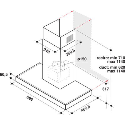 Whirlpool-Hotte-Encastrable-WHBS-92F-LT-K-1-Noir-Mural-Electronique-Technical-drawing