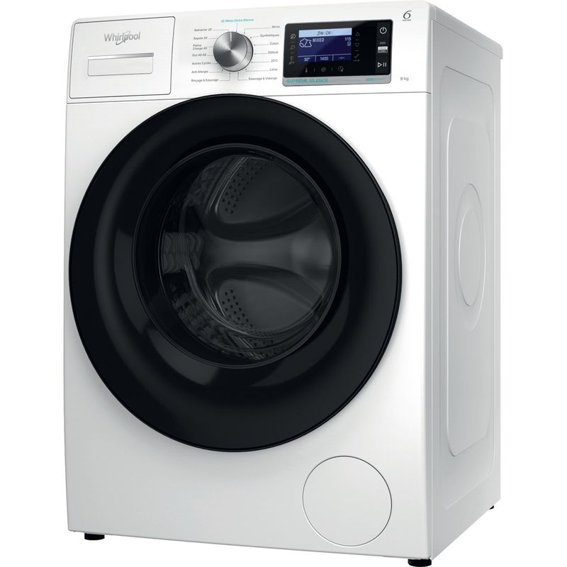 Whirlpool-Lave-linge-Pose-libre-W6-W845WB-FR-Blanc-Lave-linge-frontal-B-Perspective