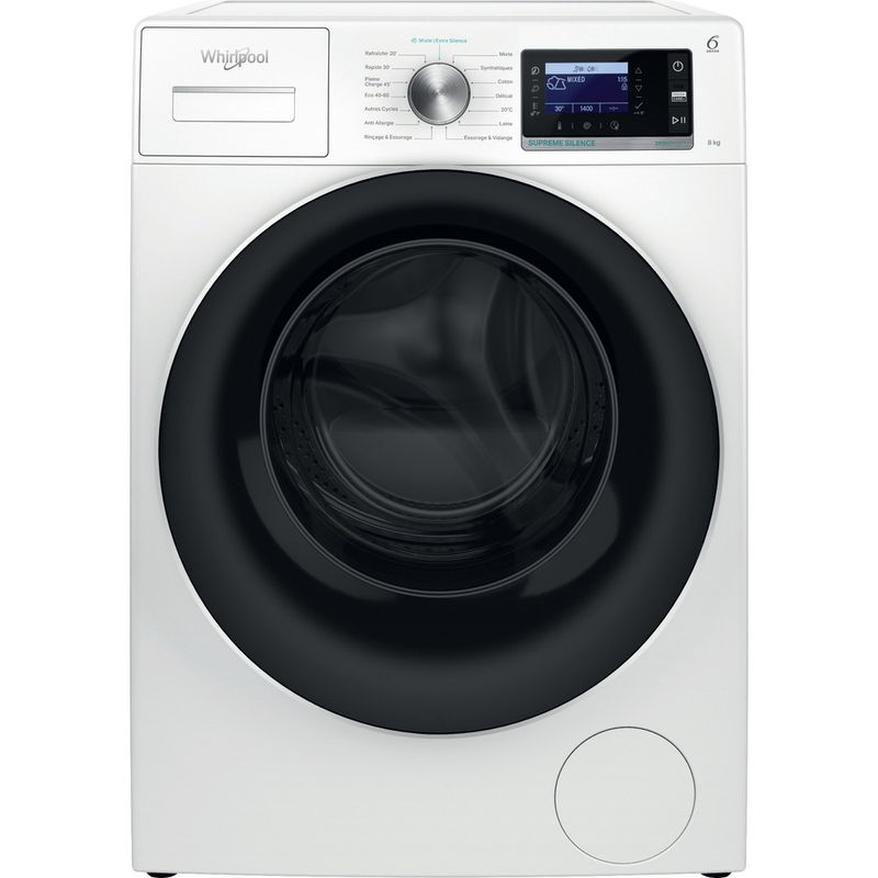 Whirlpool Lave-linge Pose-libre W6X W845WR FR Blanc Lave-linge frontal B Frontal