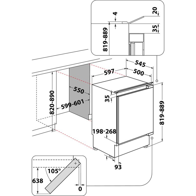 Whirlpool-Refrigerateur-Encastrable-ARZ-0051-Blanc-Technical-drawing