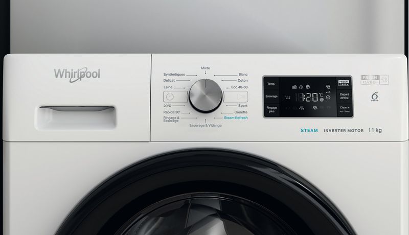 Whirlpool Lave-linge Pose-libre FFBD11469BVFR Blanc Lave-linge frontal A Control panel