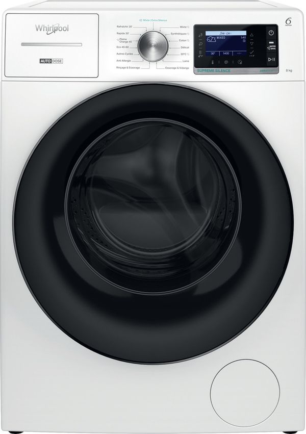 Whirlpool Lave-linge Pose-libre W8X 89AD SILENCE FR Blanc Lave-linge frontal A Frontal