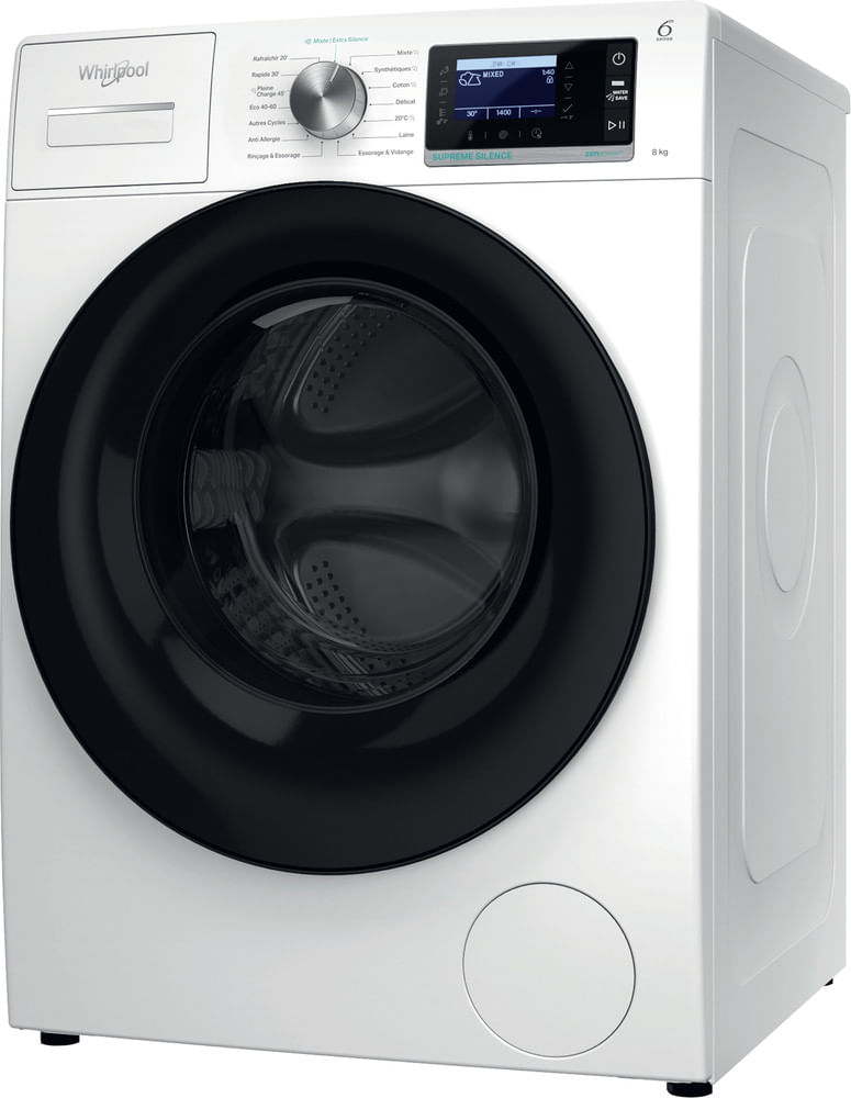 Whirlpool Lave-linge Pose-libre W7X 89E SILENCE FR Blanc Lave-linge frontal A Perspective