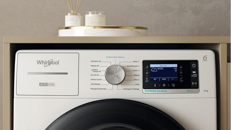 Whirlpool Lave-linge Pose-libre W8X 89AD SILENCE FR Blanc Lave-linge frontal A Control panel