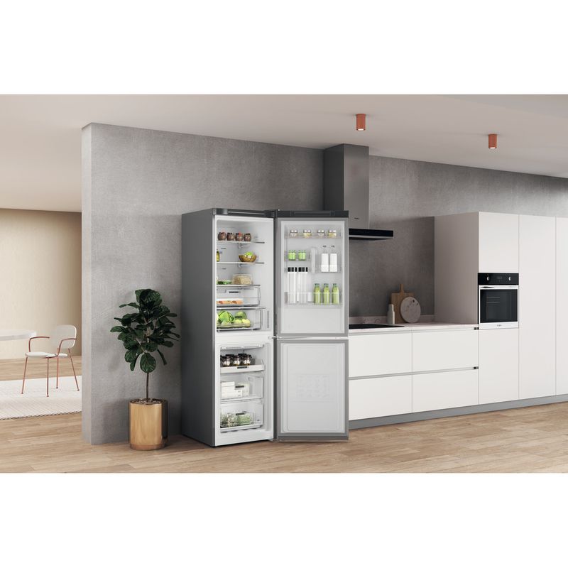 Whirlpool Combiné réfrigérateur congélateur Pose-libre W7X 82O OX Optic Inox 2 portes Lifestyle perspective open