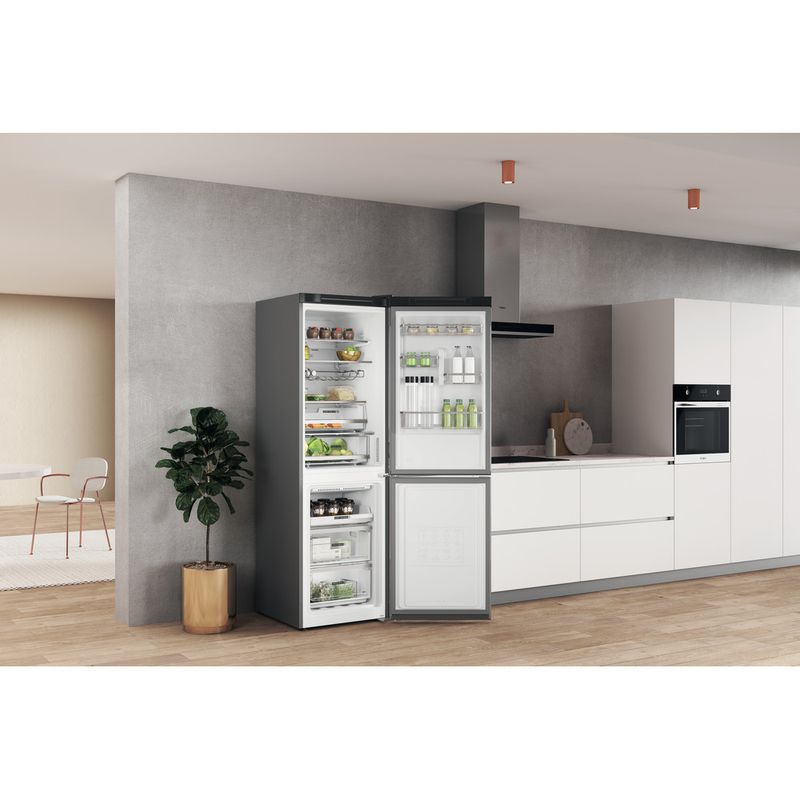 Whirlpool Combiné réfrigérateur congélateur Pose-libre W7X 83T MX Miroir/Inox 2 portes Lifestyle perspective open