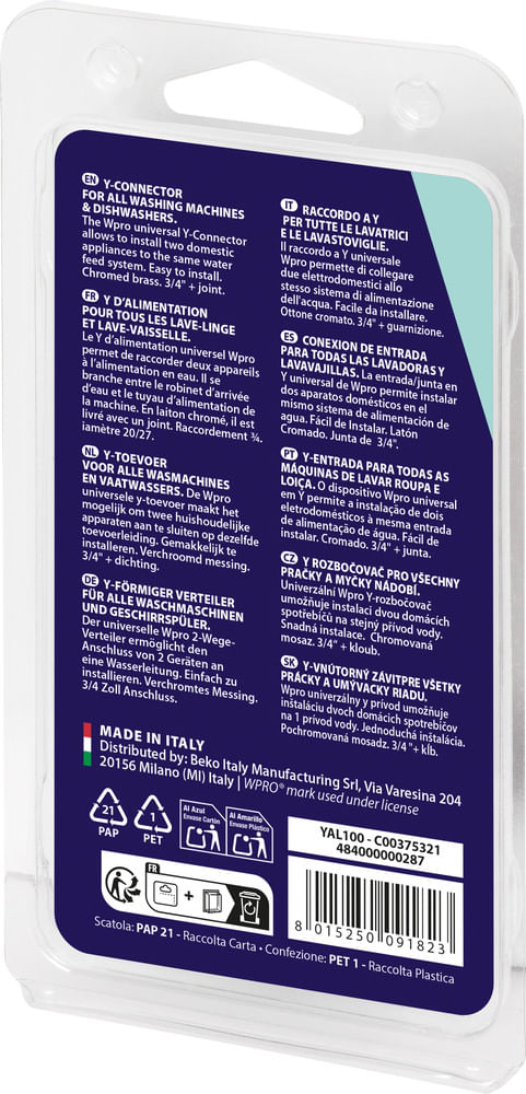 Whirlpool WASHING YAL100 Back / Lateral